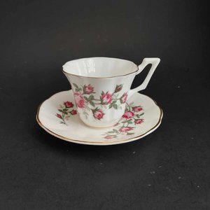 Vintage Consort English Teacup and Saucer Pink Roses Fine Bone China England